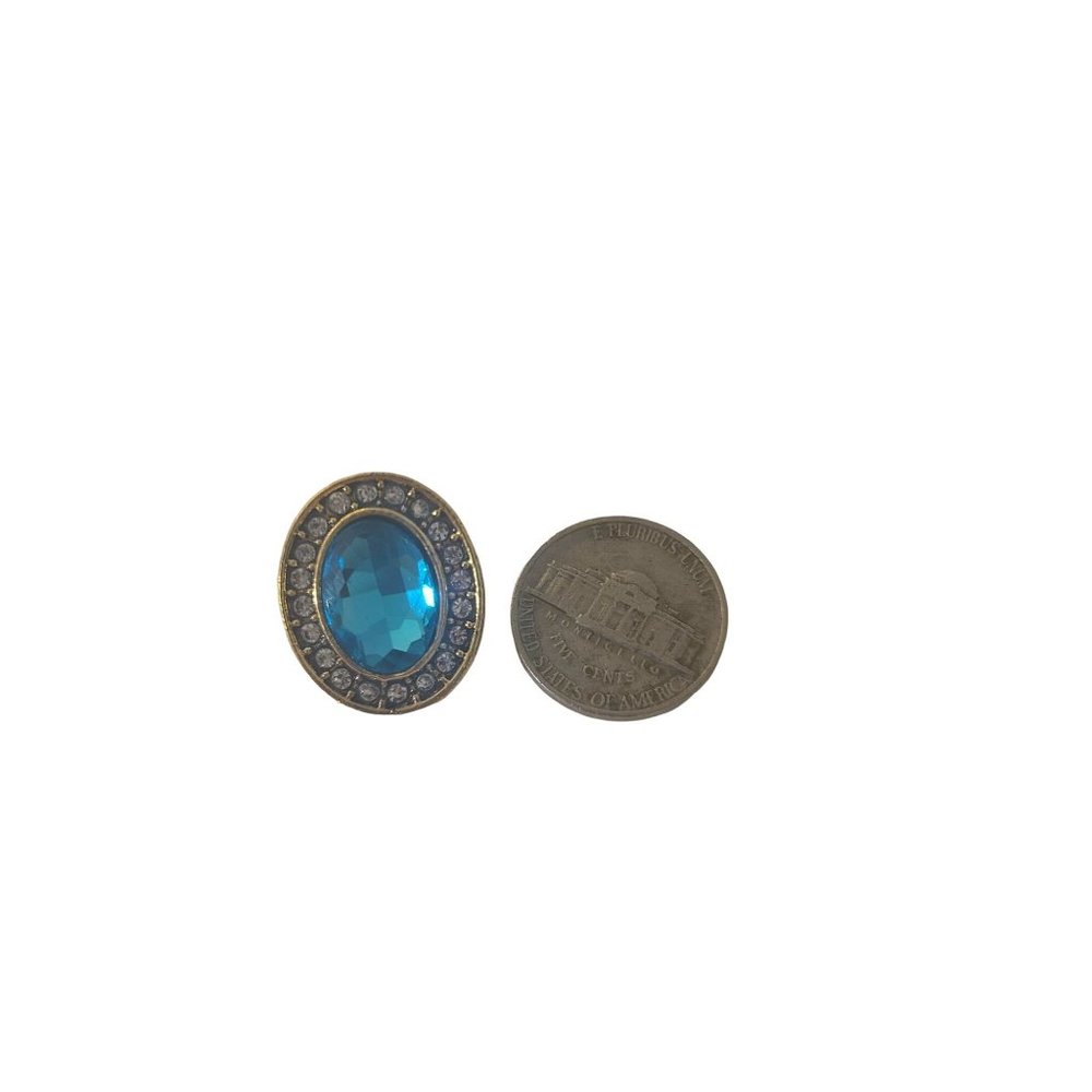 18k Gold Plated Blue Stud Earrings - Picture 4 of 4